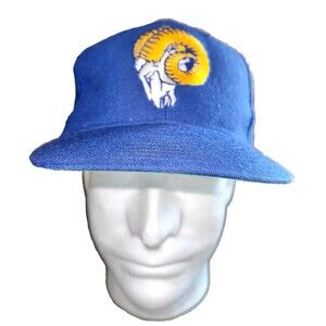 Vintage Los Angles LA Rams Hat New Era Fitted Size 7 1/4 Pro Model NFL Blue Logo